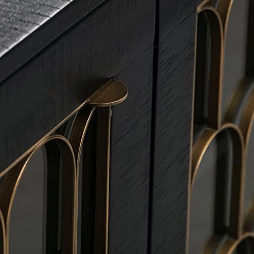 TOV Furniture The The Gatsby Collection Art Deco Brass Dark Acacia Wood Buffe...