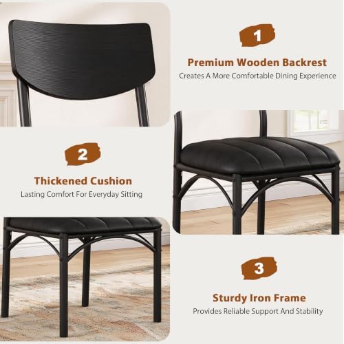 Jocoevol Dining Chairs Set of 4 - Upholstered Dining Room Chairs with PU Leat...