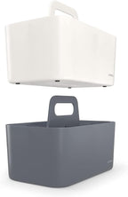 ARTEZA Storage Caddy Pack of 2, Gray and Ivory, 5-Compartment Plastic Caddy Organizer with Easy-to-Remove Divider Partition