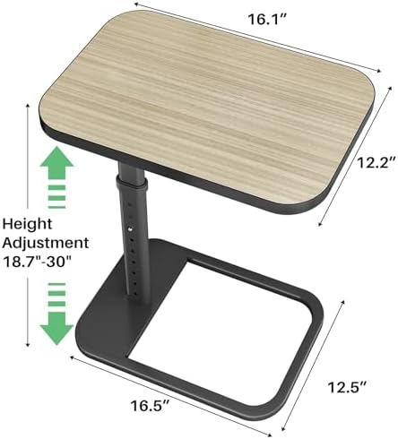 Driftwood Grey TV Tray Table, Adjustable Height & Rounded Metal Corners, ...