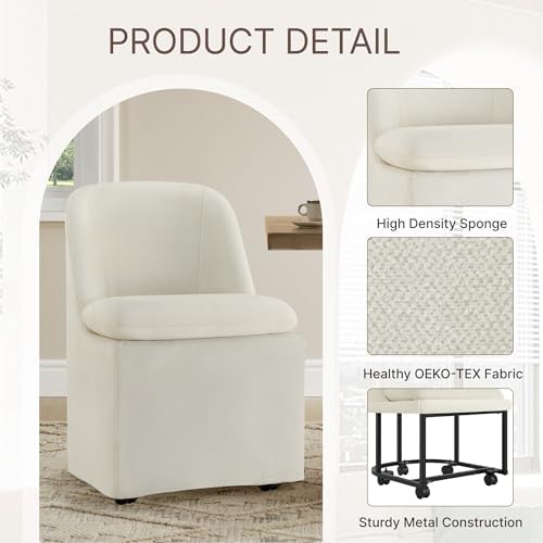KISLOT Upholstered Dining Chairs Set of 4 with Hidden Casters, Modern Kitchen...