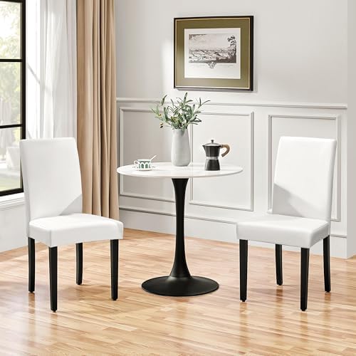 Yaheetech Dining Chairs Set of 2 Upholstered Kitchen Chairs White