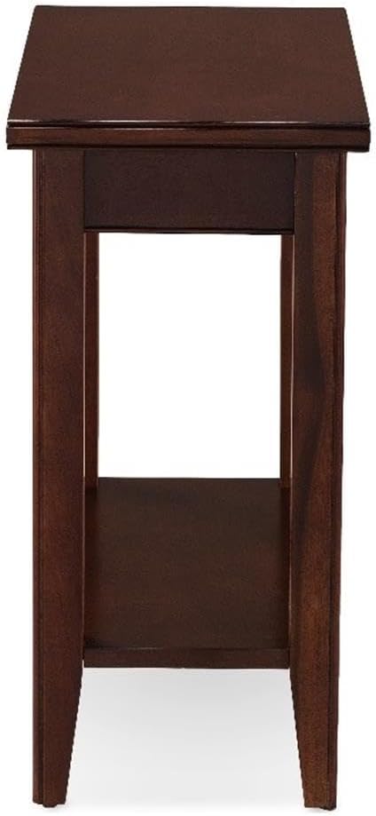 MAKLAINE Solid Wood Rectangular End Table, Chocolate Cherry Finish, 12 x 24 x...