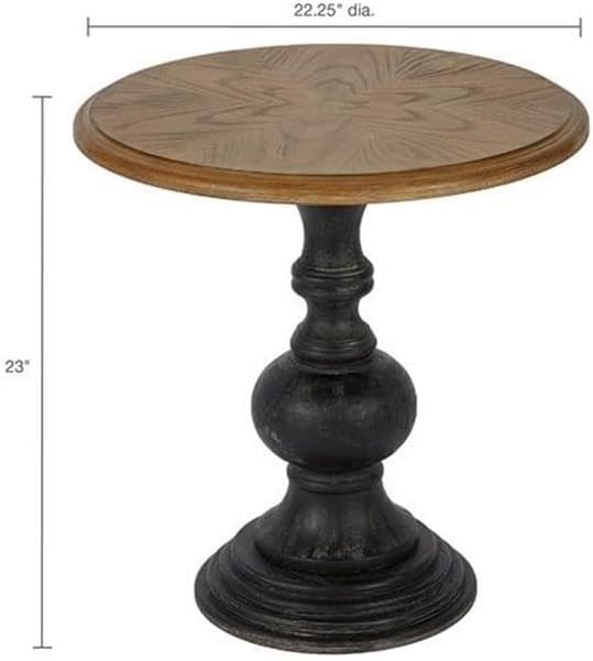 Pemberly Row 23" Round Wood Accent Table, Reclaimed Walnut Top with Ash ...