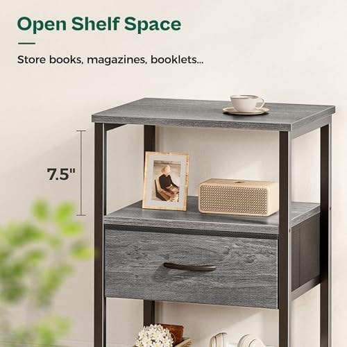 Huuger Nightstand Set of 2, Night Stand with Fabric Drawer, Mesh Shelf, Side ...