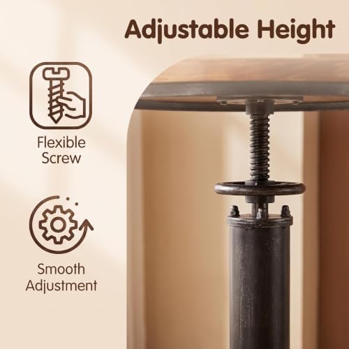 Industrial Bistro Bar Table 38.6-44.4inch Height Adjustable Farmhouse Pub Tab...