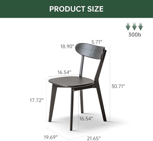 Dining Chairs, Kitchen Chairs, 100% Oak Solid Wood Modern Chair with Curved B...
