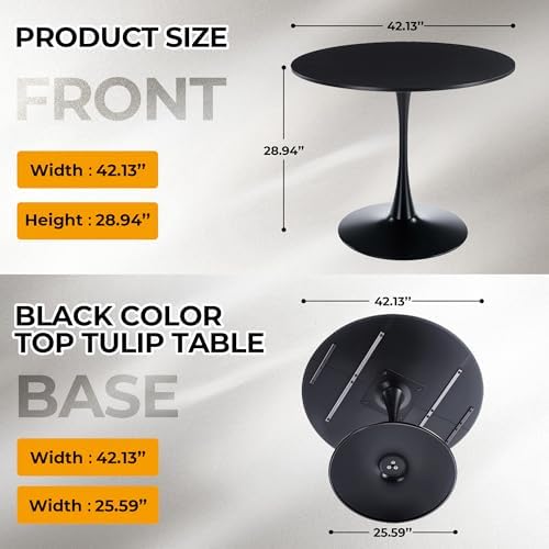 42" Tulip Table for 4-6 Persons Modern Round Dining Room Table, Mid-Cent...