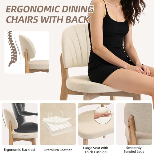 PU Leather Dining Chairs Set of 4, Upholstered Kitchen & Dining Room Chai...