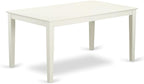 East West Furniture CAAB7-LWH-02 7 Piece Dining Room Furniture Set Consist of a Rectangle Dining Table and 6 Light Beige Linen Fabric Upholstered Parson Chairs, 36x60 Inch, Linen White