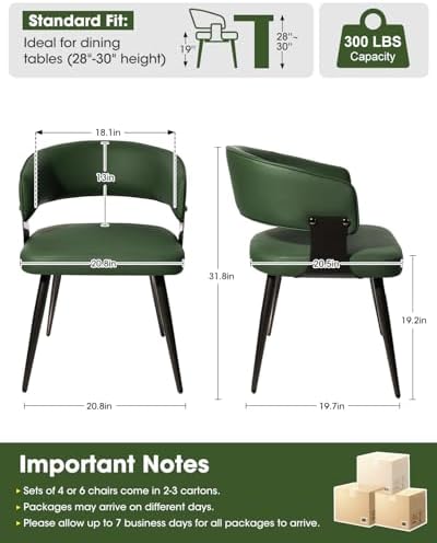 Dining Chairs Set of 6, Modern Faux Leather Kitchen Chairs