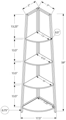 Bookshelf 4 Tier Corner Ladder, Narrow Storage Rack for Living Room,White