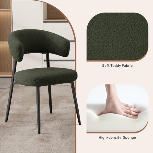Dining Chairs Set of 4, Mid Century Modern Kitchen Chairs, Boucle Upholstered...