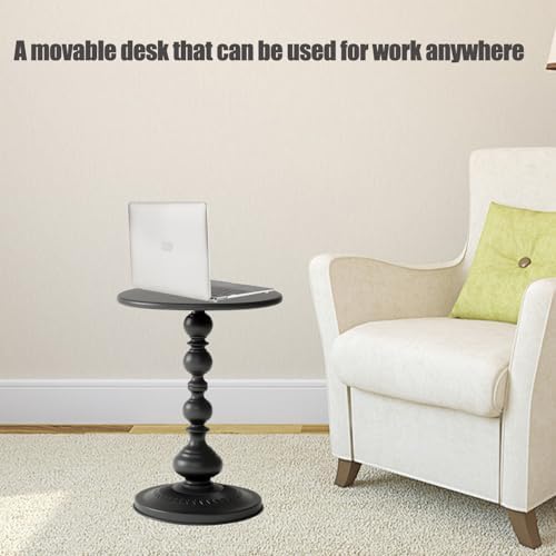 2 Set Pedestal Metal Round Side Table, Black Sofa Table, Small TV Tray Table ...