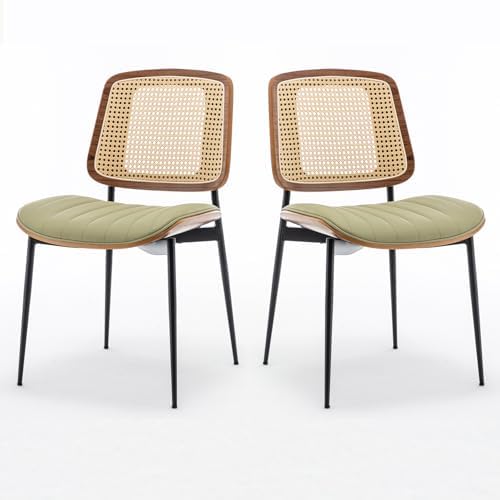 LUNLING Dining Chairs Set of 2 Mid Century Modern Retro Faux Leather Kitchen ...