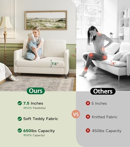 Welzona Loveseat, 51" Small Couch, Teddy Love Seat, Small Loveseat Sofa ...