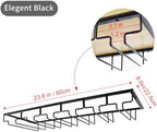 MOCOUM Wine Glasses Rack Under Cabinet Stemware Rack,Wine Glass Hanger Rack Wire Wine Glass Holder Storage Hanger for Cabinet Kitchen Bar (Black, 6 Rows 1 Pack)