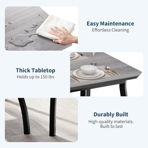 IDEALHOUSE 43'' Dining Table Set for 4, Wooden Kitchen Table with Uph...