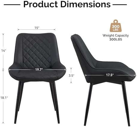 Dining Chair Set of 6, Modern Dining Chairs with Thick Cushion, Faux Leather ...