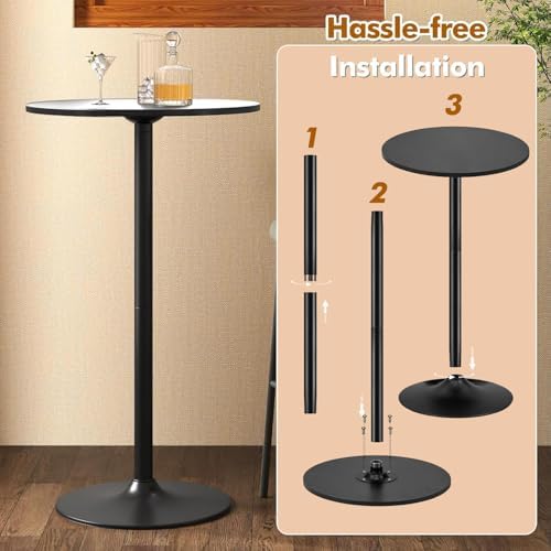 COSTWAY 3 Pieces Bar Table Set, Counter Height Table Set with 2 Bar Stools