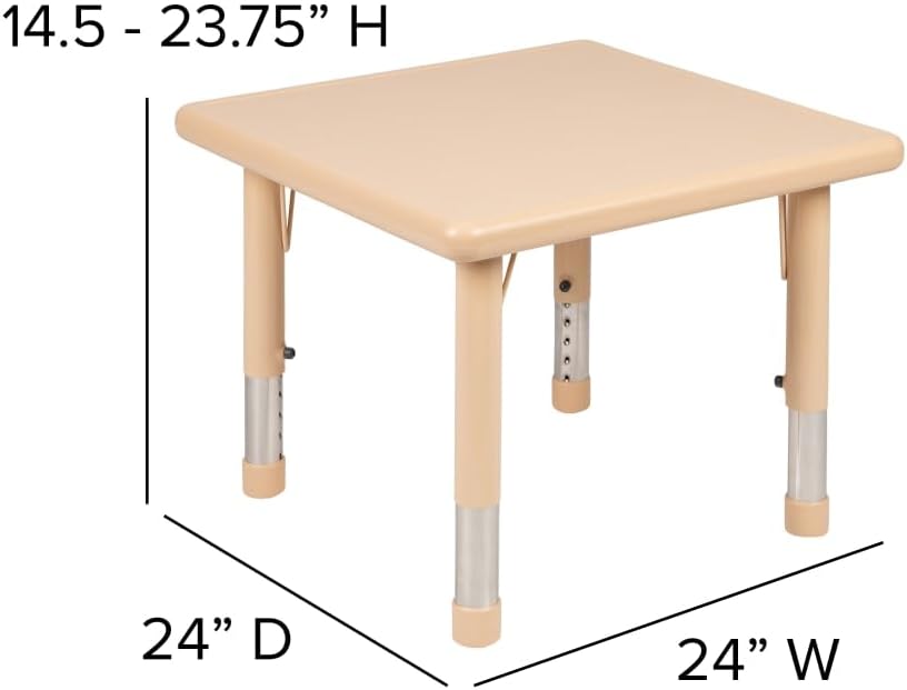 Flash Furniture Wren 24" Square Natural Plastic Height Adjustable Activi...