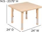 Flash Furniture Wren 24" Square Natural Plastic Height Adjustable Activity Table