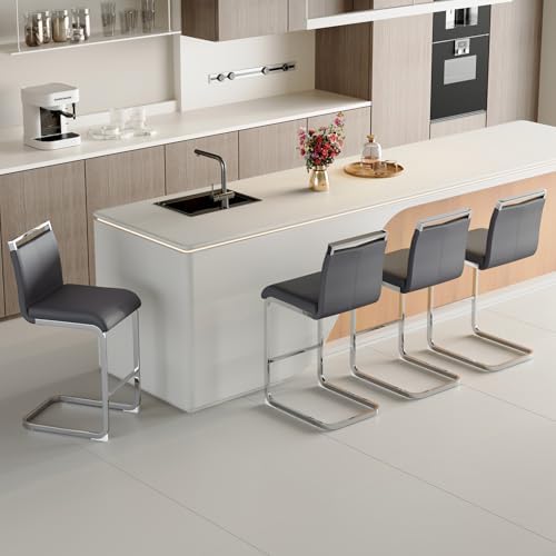 Counter Height Bar Stools Set of 4 - Grey Bar Stools for Kitchen Island,25...