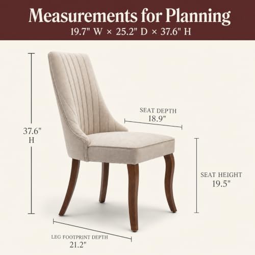 Mid Century Modern Dining Chairs Set of 8, Beige Linen Upholstered Kitchen &a...