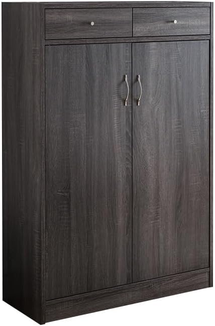 Vintage Rustic Shoe Cabinet, Two Door Storage Cabinet with Two Drawers, Fits ...