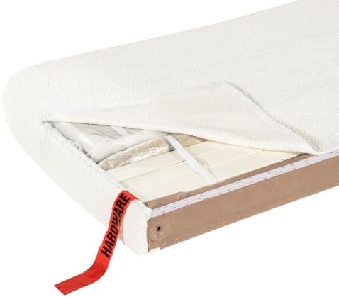 Curved Headboard Upholstered Platform Bed Queen Ivory White Boucle