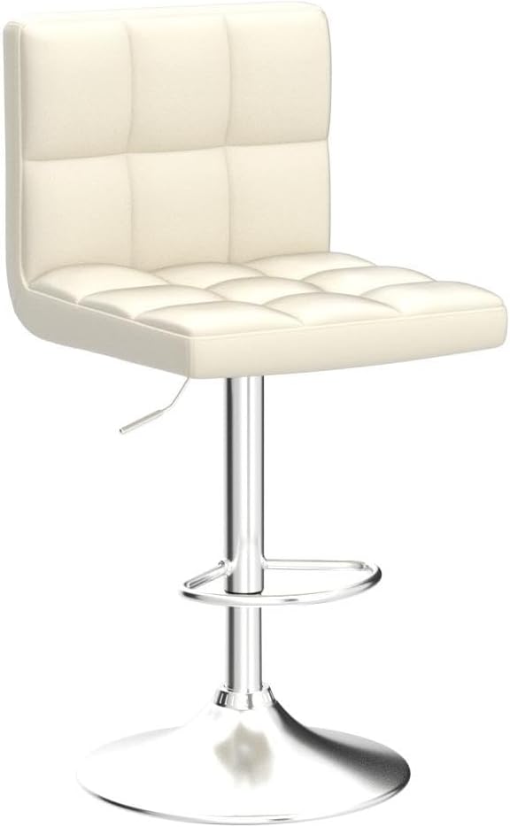 Yaheetech Bar Stools Set of 4, PU Leather Swivel Barstools, Height Adjustable Counter Chairs, Modern Stools with Back for Bar Kitchen Island Dining Room, 4pcs, Beige