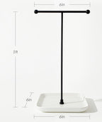 VROOMIUM Necklace Holder- Ceramic Base 1ft Height Jewelry Organizer Stand, Aesthetic Jewelry Hanger Display for Necklaces, Bracelets, Rings, Exhibidor de Collares-Minimalist White