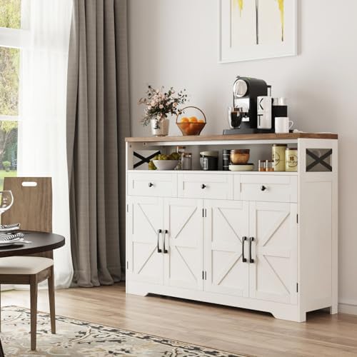 Befrases Farmhouse Buffet Cabinet with Drawers & Open Shelf, Sideboard