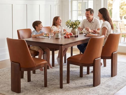 RIVOVA Upholstered Dining Chairs Set of 4, Modern Wooden Dining Room Chair PU...