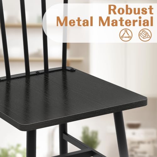 Black Windsor Dining Chairs Set of 2, Upgraded Modern Rustic Wood Chair