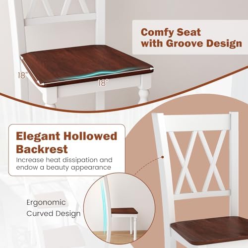 GOFLAME Wooden Dining Chairs Set of 4, Farmhouse Kitchen Side Chairs with Erg...