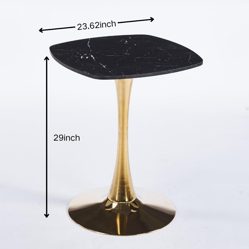 24 Inch Square Tulip Bistro Table for 2-4, Small Dining Table with Gold Metal...
