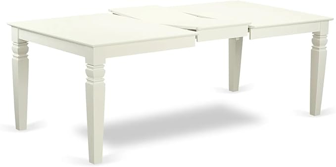 East West Furniture LGDA9-LWH-26 9 Piece Kitchen Table Set Consists of a Rectangle Dining Table with Butterfly Leaf and 8 Polyester Fabric Upholstered Parson Chairs, 42x84 Inch, linen white