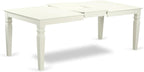 East West Furniture LGAS7-LWH-43 7 Piece Dining Set Contain A Mid Century Table and 6 Willow Green Polyester Fabric Mid Century Modern Dining Chairs, Linen White