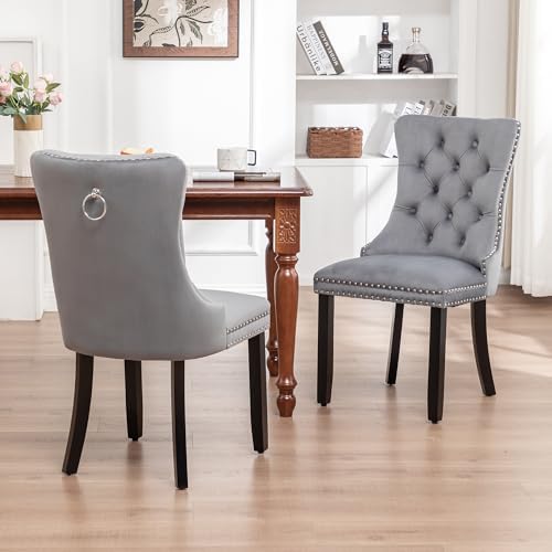 Velvet Dining Chairs, Gray Dining Chairs Set of 2