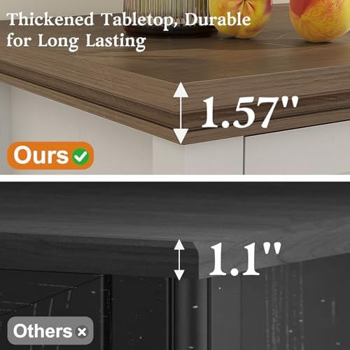 Sunny Heart 65" Large Buffet Storage Cabinet, Farmhouse Kitchen Sideboar...