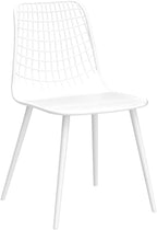 Poly & BARK Marais Modern Dining Chairs Set of 4 – Mid Century Modern Plastic Dining Chair with Metal Legs – Kitchen & Dining Room Chairs – Indoor/Outdoor – White