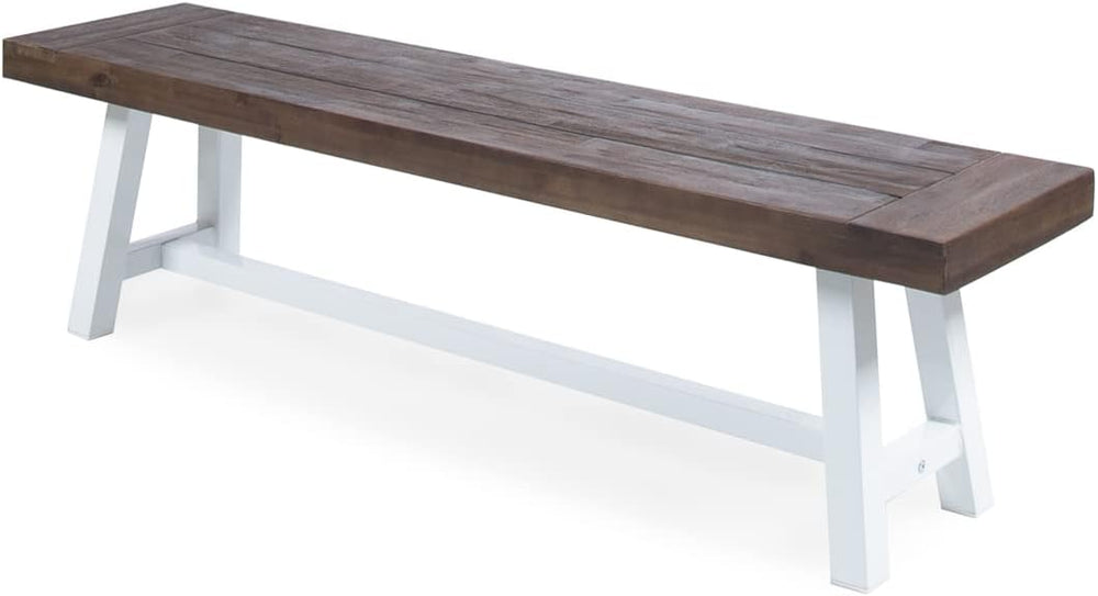 Cytheria Indoor Farmhouse Dark Brown Sandblast Finish Acacia Wood Dining Benc...