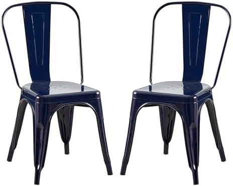 AC Pacific 18 Inch Seat Height Industrial Metal Dining Chairs, Stackable Kitc...