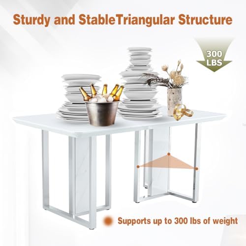 Dining Table Set for 6,63" Faux Marble Dining Room Table Set,High Glossy...