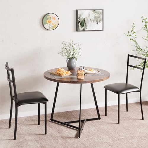 GAOMON Dining Table Set for 2, Kitchen Table and Chairs for 2 with Upholstere...