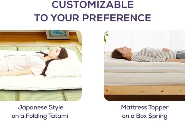 MIINA Japanese Futon Mattress, Made in Japan Twin (39"×78") White, ...