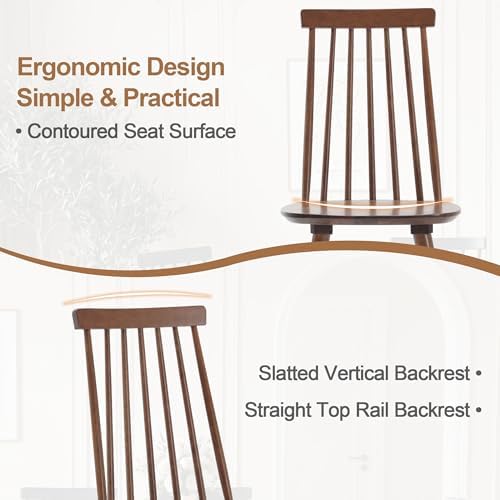 DUHOME Walnut Wooden Dining Chairs Set of 4