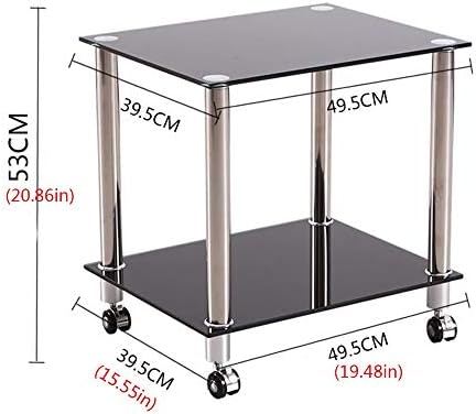 Telephone Table, Sofa Side Table,Square Tempered Glass Small Coffee Table,Tel...