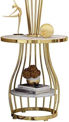 Telephone Table, Nordic Modern 2-Tier Side Table Living Room Marble Round Tel...